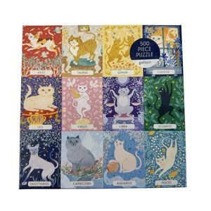 Galison‎ Cat Zodiac Astrology 500 Piece Puzzle With Box & Poster Cat Lover Gift